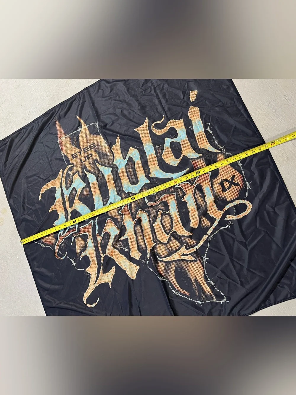 Kublai Khan TX Eyes Up Balancing Survival & Happiness Banner Flag - 4’ x 4’
